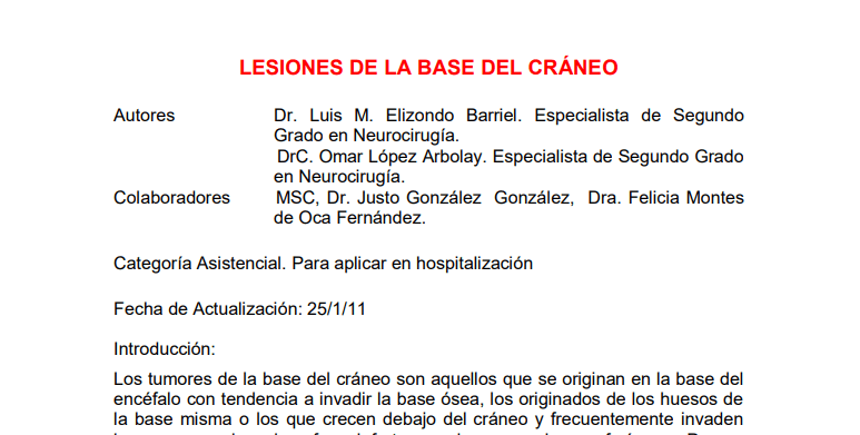 Lesiones de la base del&nbsp;cráneo