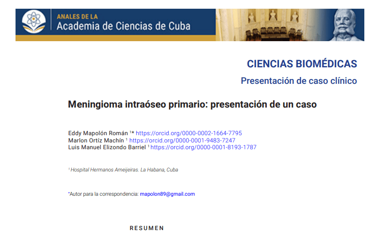 Meningioma Intraóseo Primario: Presentación De Un Caso