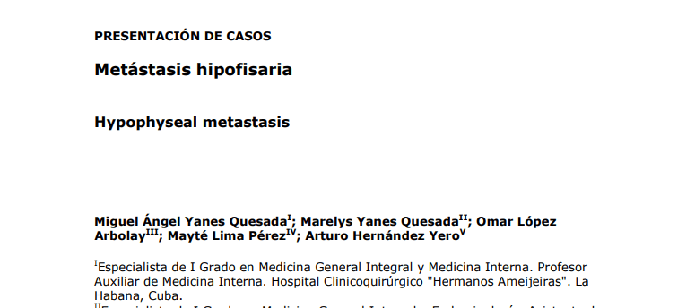 Metástasis Hipofisaria