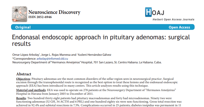 Endonasal Endoscopic Approach In Pituitary Adenomas:&nbsp;Surgical